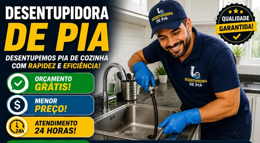 Desentupimento de pia de cozinha em Sarandi