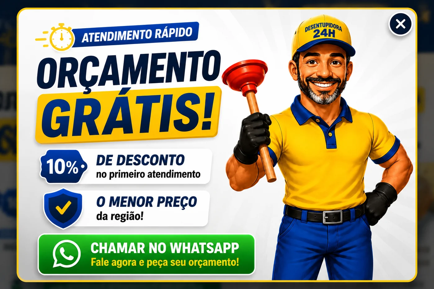 Orçamento grátis, 10% de desconto no primeiro atendimento e menor preço da região